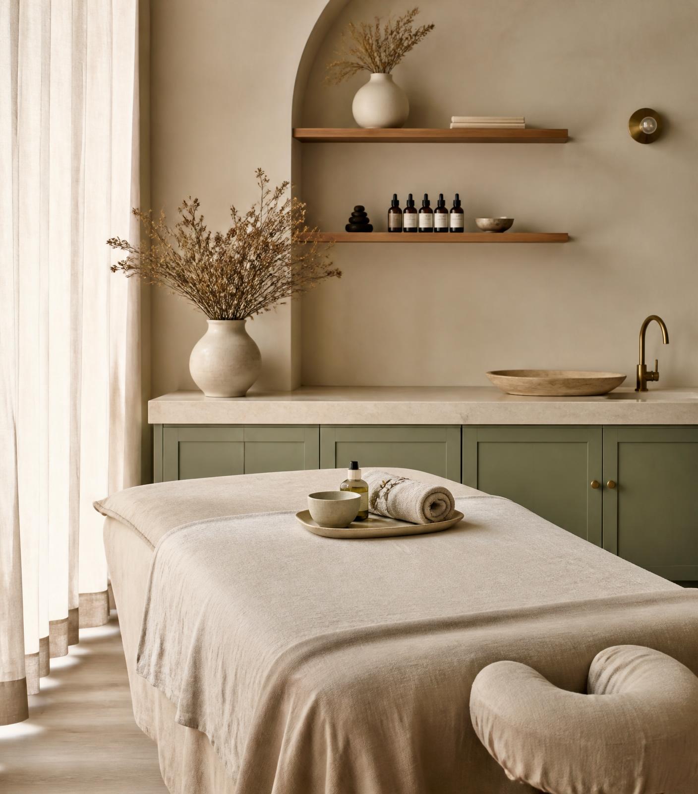 Cabina de tratamientos de Brisa Estética Integral en un ambiente cálido y sereno